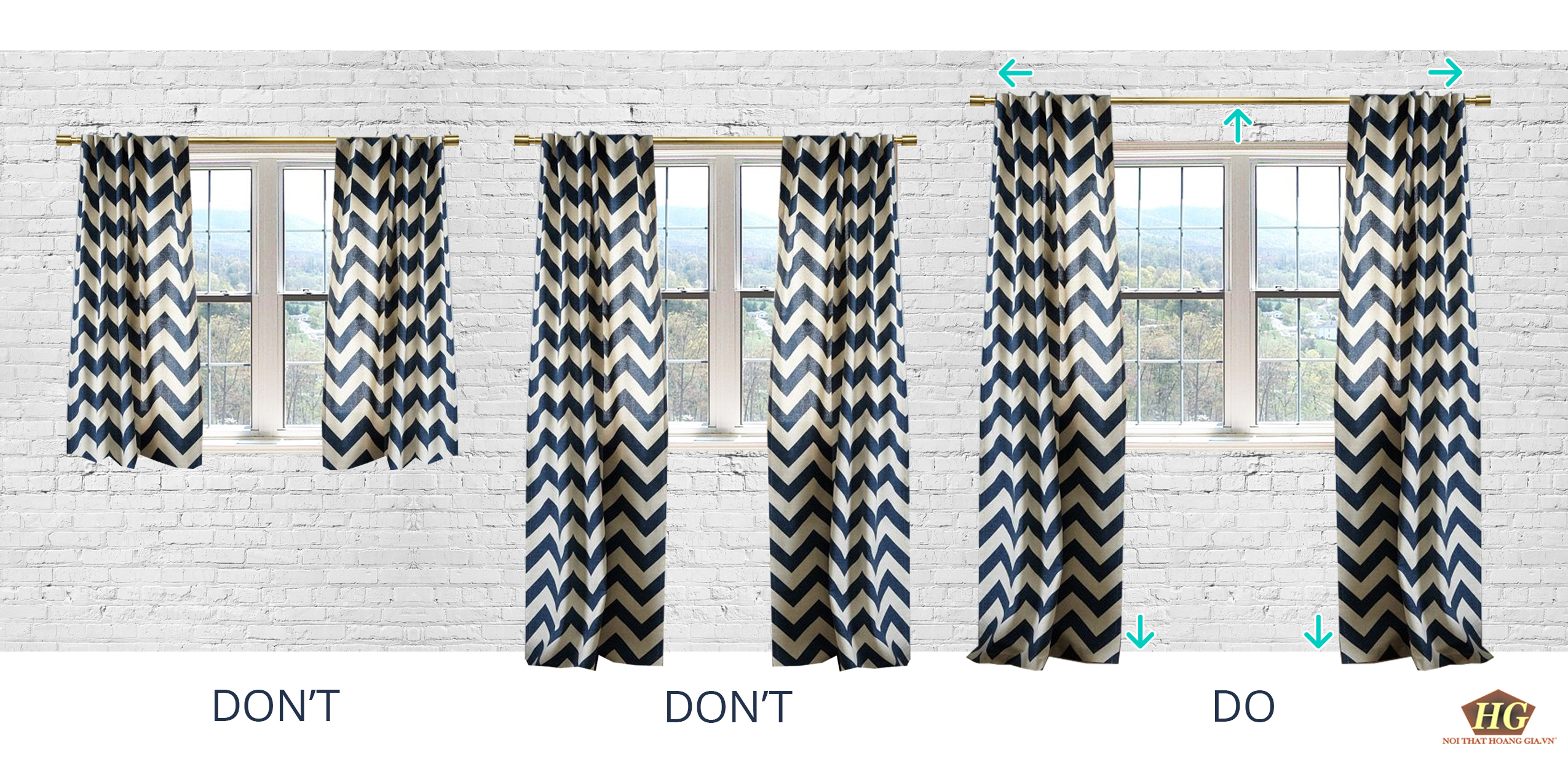 3 Cách treo rèm cửa phù hợp với nhà của bạn - Rèm Cửa Hoàng Gia